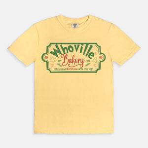 Open image in slideshow, Whoville Bakery (Hot Cocoa and Christmas Carols Every Night) tee
