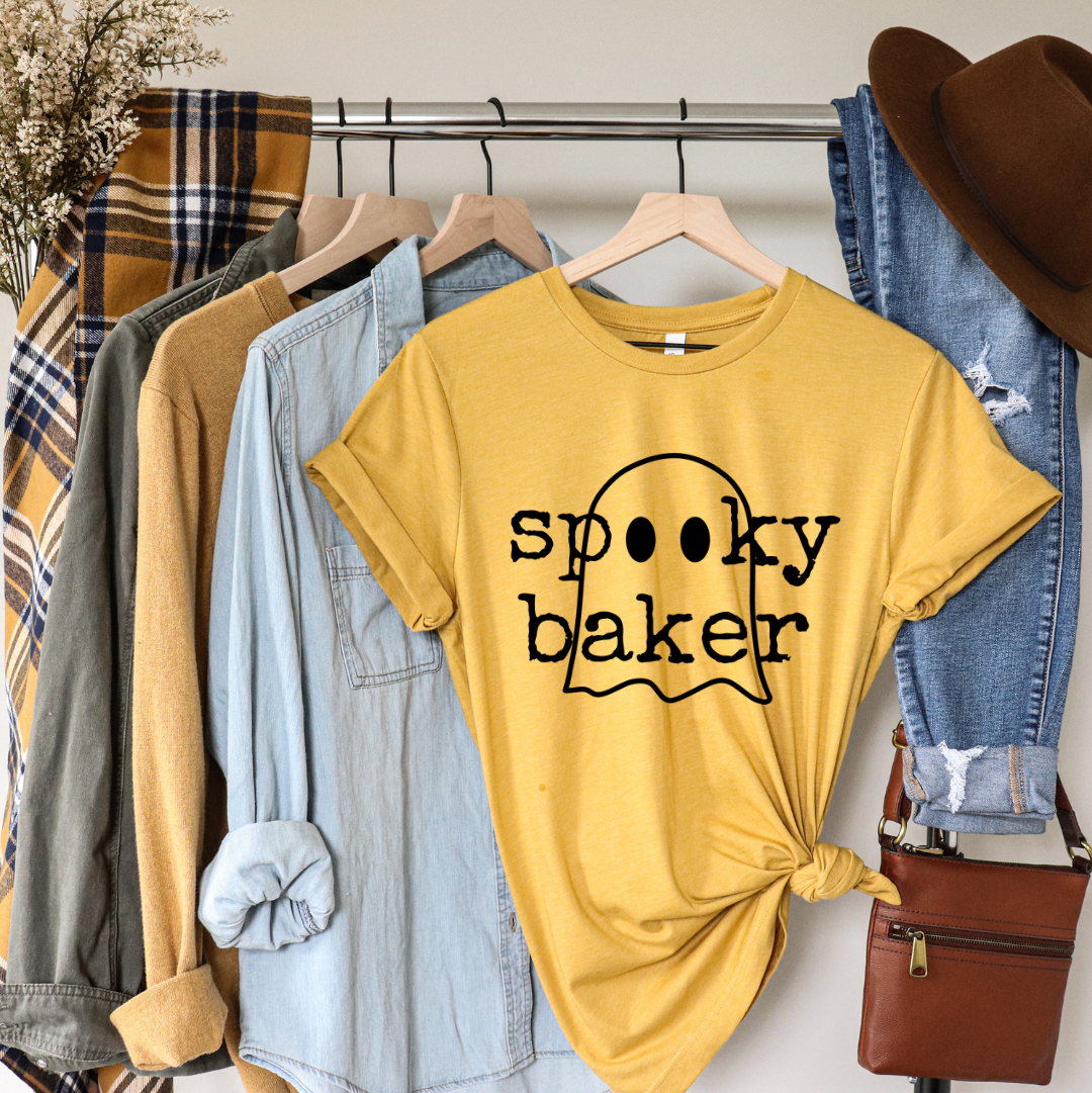 Spooky Baker with ghost tee (multiple colors)