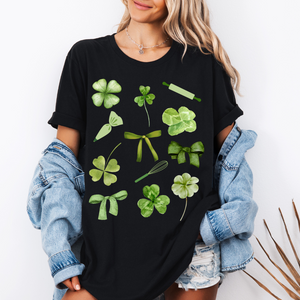 Open image in slideshow, Clovers and Bows tee (multiple colors)
