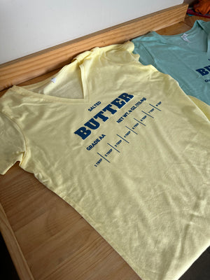 Salted Butter Vneck Tee (Butter and Seafoam)