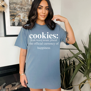 Open image in slideshow, Cookies: the official currency of happiness tee
