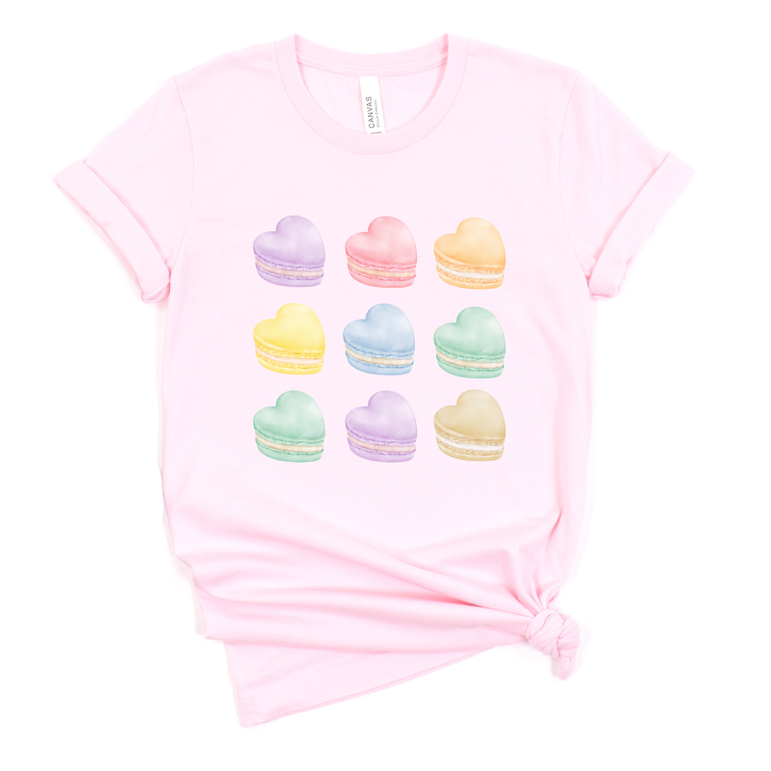 Watercolor Macaron Hearts tee (multiple colors)
