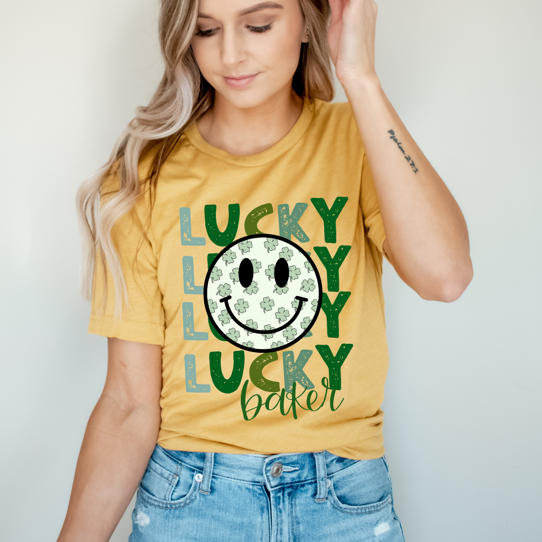 Lucky Lucky Baker Smiley tee heather mustard