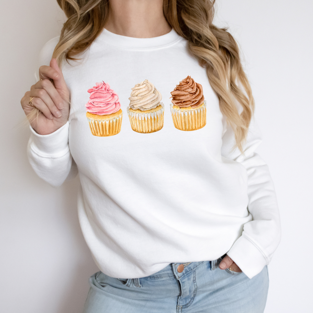Three Cupcakes Sweatshirt (multiple colors)