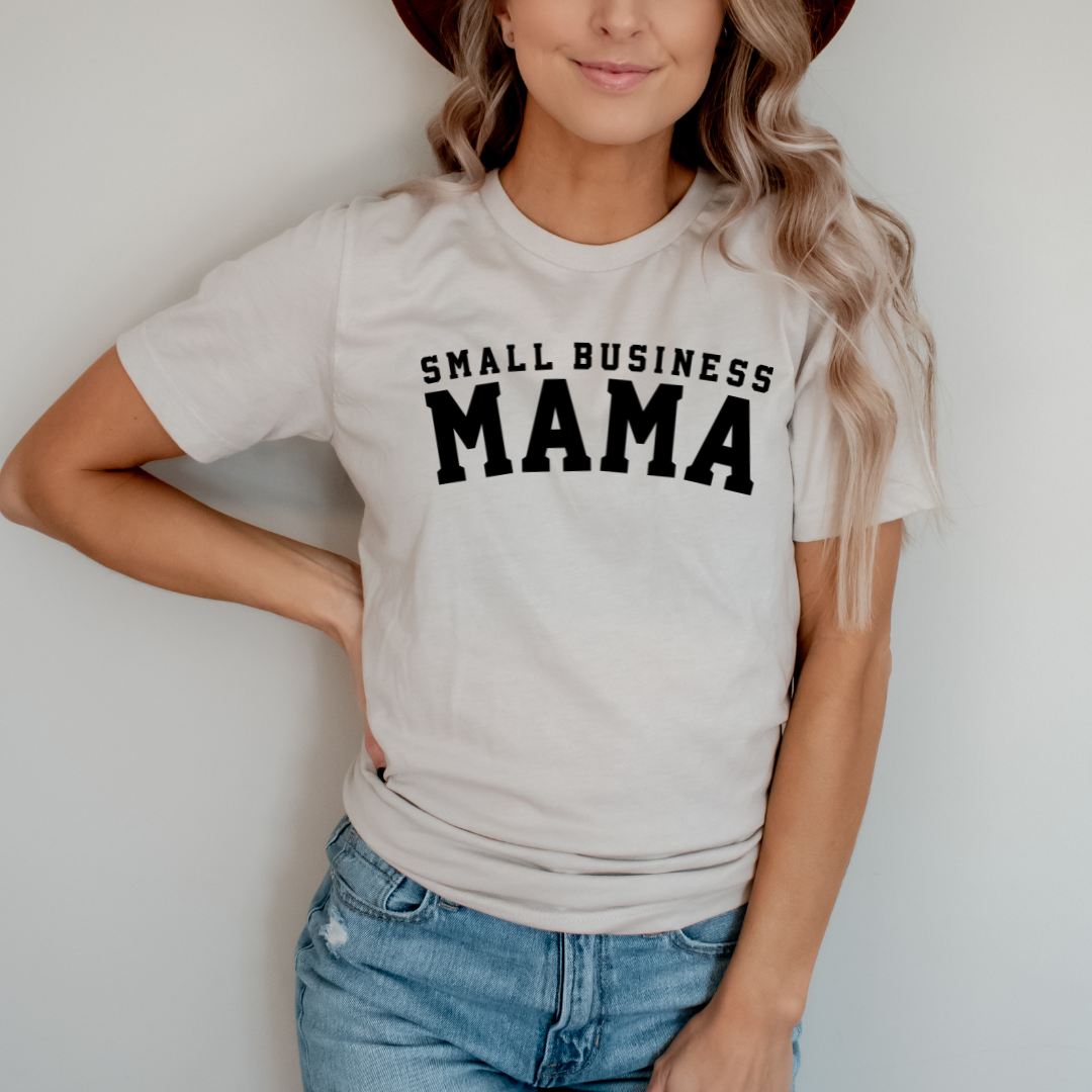 Small Business Mama Varsity tee (multiple colors)